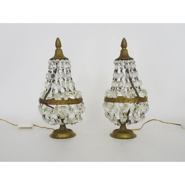 Louis XVI Directoire Style Hot Air Balloon Lamps with Crystal Drops, 1950s, Set of 2 For Sale - Image 4 of 9