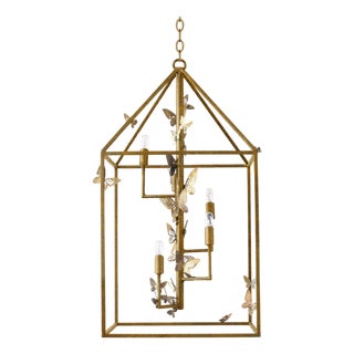 Aged Gold Monarch Butterfly Lantern For Sale