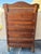 Antique Oak Highboy Dresser Featuring Distinctive Serpentine Bowed Drawers and a Small Upper Side Cabinet For Sale In Los Angeles - Image 6 of 11