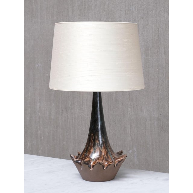 This sculptural table lamp was designed and produced by niels preben larsen in his own workshop at sjællands odde,...