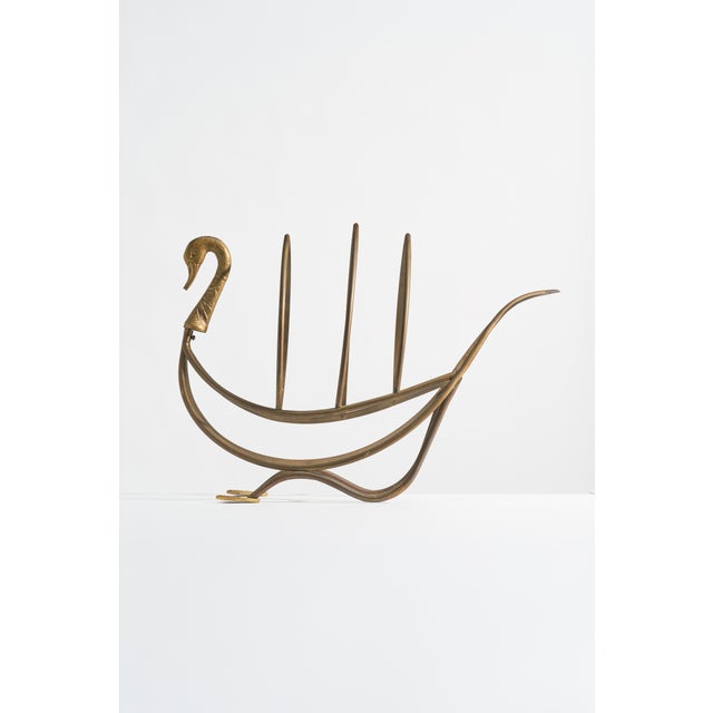 1960s Neoclassical Brass Swan Magazine Rack, Maison Jansen Style For Sale In Orlando - Image 6 of 8