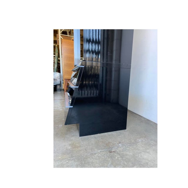 Modern 1980s Post Modern Black Lacquer Armoire For Sale - Image 3 of 7