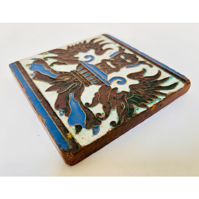 Antique Spanish Triana Tile, Seville Spain Mudejar Grotesque Motif For Sale - Image 9 of 11