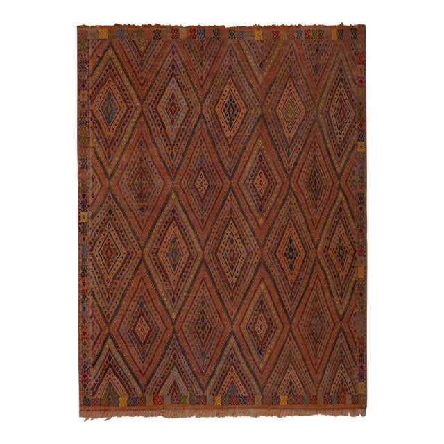 1960s Jajim Kilim With Bold Diamond Designs 5'4'' X 7'7'' For Sale