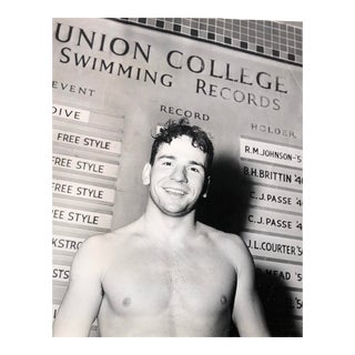 1950 College Swimmer Black and White Photograph For Sale