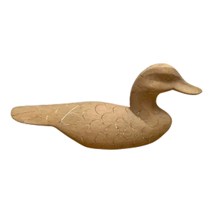 Vintage Americana Natural Wood Carved Decor Duck