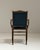 Textile 19th Century English Dark Wood Armchair With Navy Upholstery, Sunburst Inlay and Turned Legs For Sale - Image 7 of 16