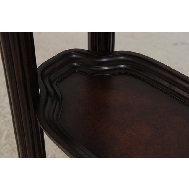 Wood Leather Top Victorian Style Carved Mahogany Etagere Bookshelf For Sale - Image 7 of 15