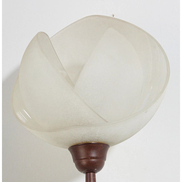 Brown 1980s Italian Postmodern Sculptural Flower Floor Lamps, Frosted Glass, Set of 3 For Sale - Image 8 of 15