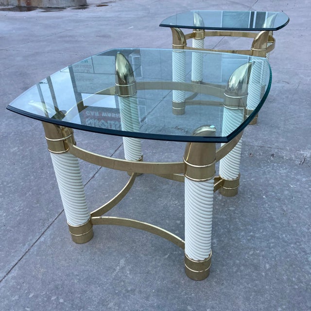 Mid 20th Century Porcelain & Brass Faux Tusk End Tables Italy - A Pair For Sale - Image 5 of 13