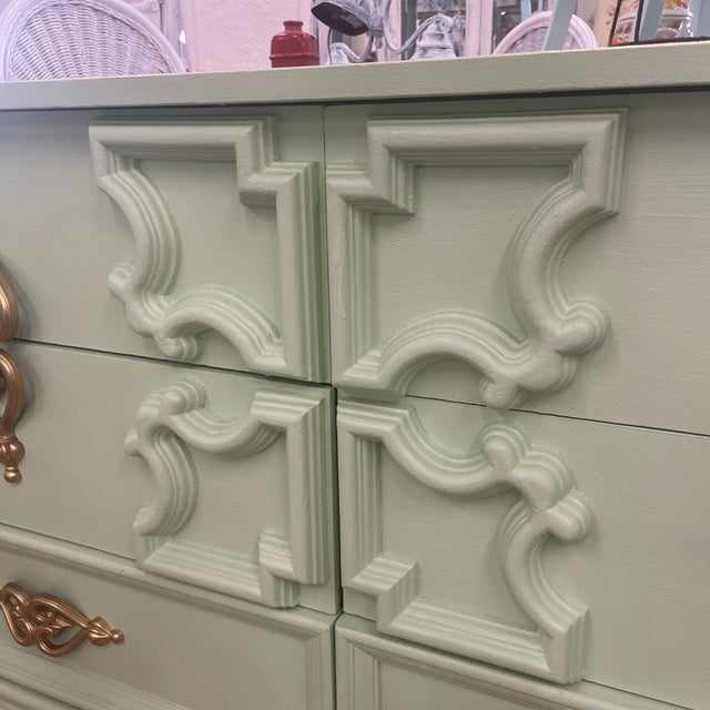 Wood Vintage Six Drawer Dresser in Meadow Green For Sale - Image 7 of 12