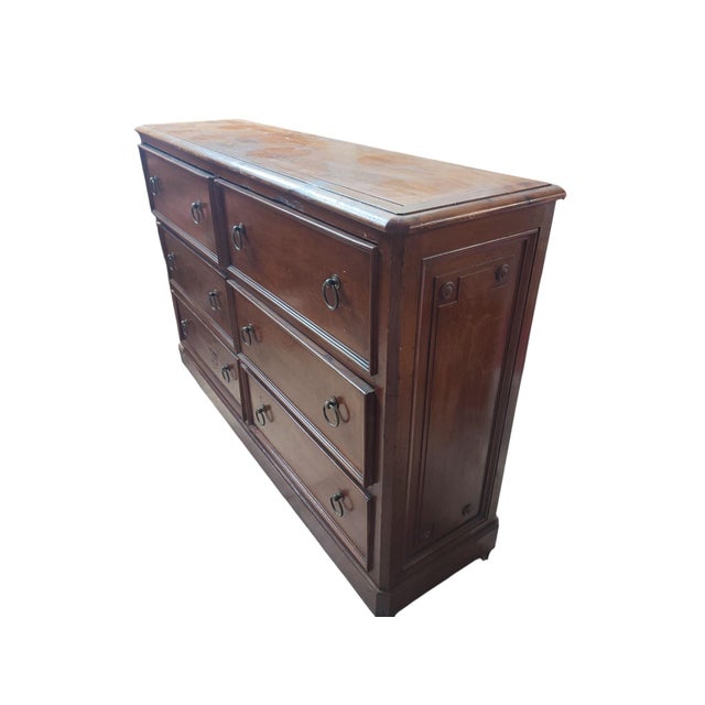 Antique Larch Wood Haberdashery Counter with Wheels and Six Drawers, 1890 For Sale - Image 4 of 18