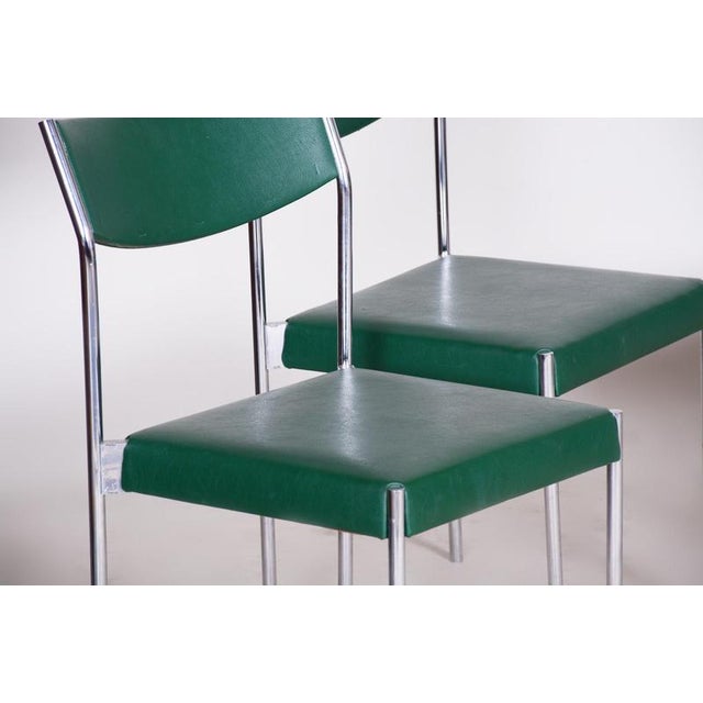 Mid-Century Chairs in Chrome and Leatherette, Central Europe, 1950s, Set of 4 For Sale - Image 3 of 13