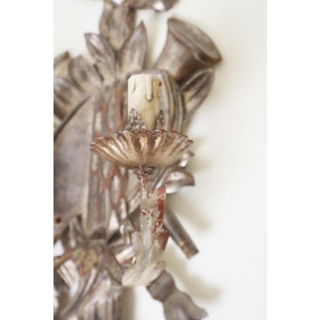 Louis XIV Silver and Wood Wall Lights, Set of 2 For Sale - Image 11 of 18