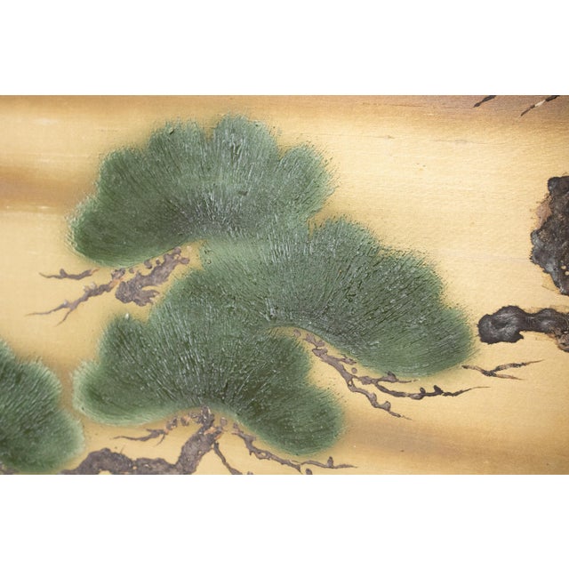 "Big Pine Tree", 1970s Shōwa Era Japanese Maki-E Byobu Screen For Sale - Image 10 of 18