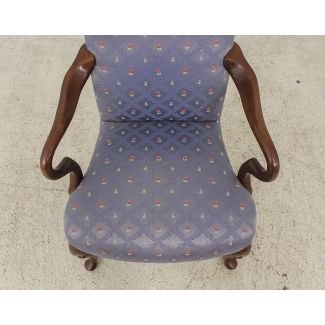 Textile Pair Fairington Queen Anne Cherry Upholstered Open Armchairs For Sale - Image 7 of 13