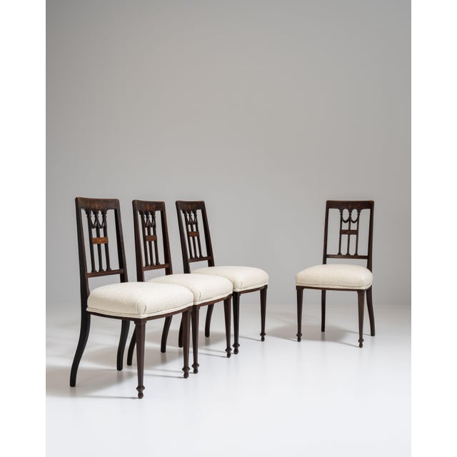 Set of Four 19th Century French Dark Brown Neoclassical Chairs with Upholstered Seats For Sale - Image 15 of 15