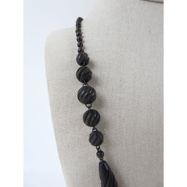 Early 20th Century Vintage Handcarved Wood Bead Necklace For Sale - Image 5 of 7