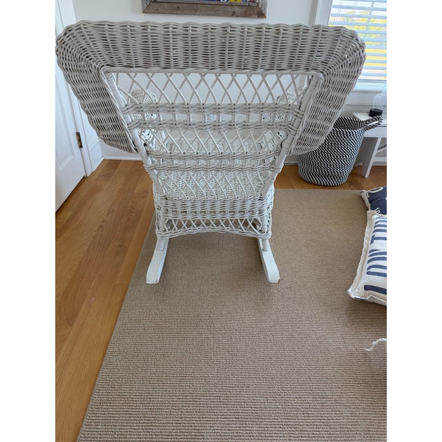 Vintage White Wicker Rocking Chair For Sale - Image 4 of 12
