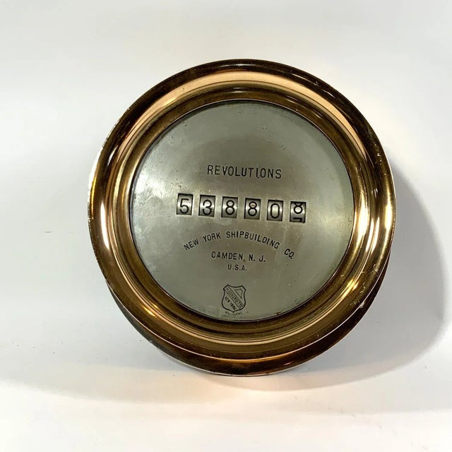 Ships Revolution Counter by Ashcroft Mfg. Co New York. 8 inch face inscribed New York Ship building Co. Camden, N.J. USA....