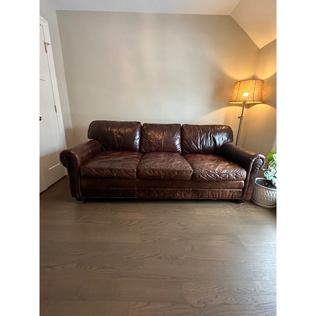 Restoration Hardware Lancaster Leather Sofa in Brompton Cocoa Chairish