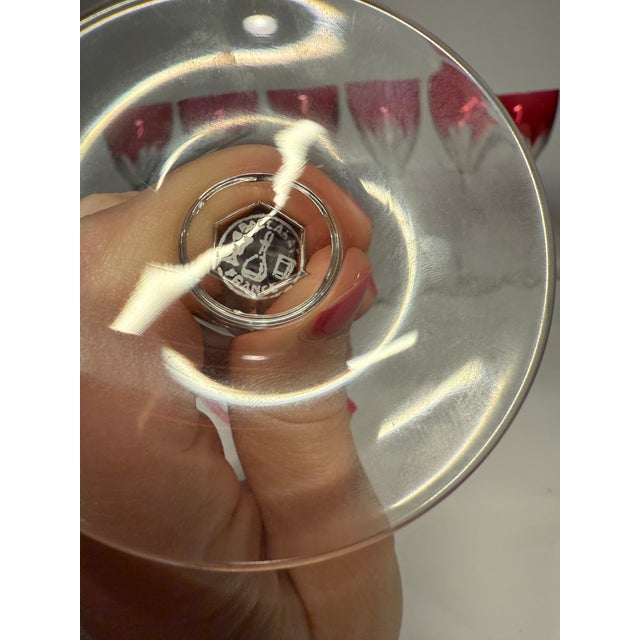 Ruby Red Early 20th Century Set of 8 Baccarat Harcourt Genova Ruby Crystal Glasses For Sale - Image 8 of 8