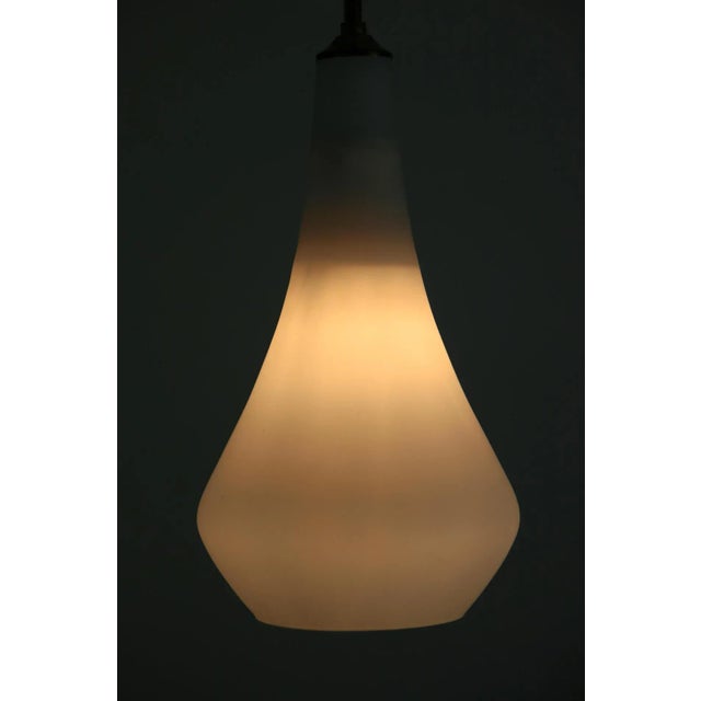Metal Vintage Opaline Matt Glass Pendant Lamp, 1970s For Sale - Image 7 of 13