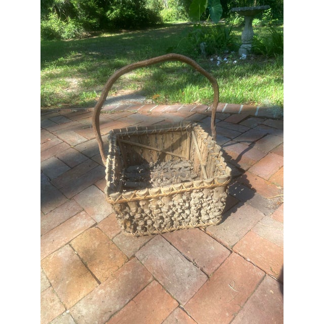 Vintage North Carolina Hand Made Twig Foraging Basket For Sale - Image 12 of 12