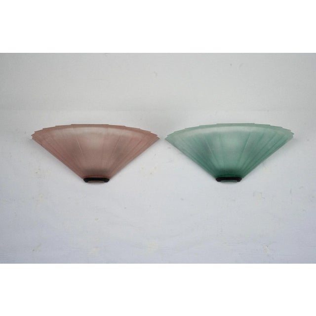 Italian Sconces in Thick Pink and Green Murano Glass by De Majo, 1980s, Set of 2 For Sale - Image 7 of 10