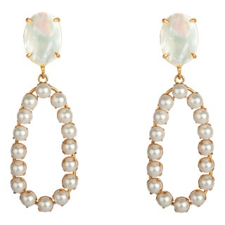 Tracy Earrings, White, Pierced For Sale