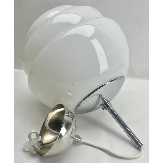 German Pendant Lamp with Opaline Shade and Chrome Fittings, 1950s For Sale - Image 4 of 17