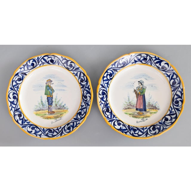 Antique French Faience Quimper Plates - A Pair For Sale - Image 9 of 9
