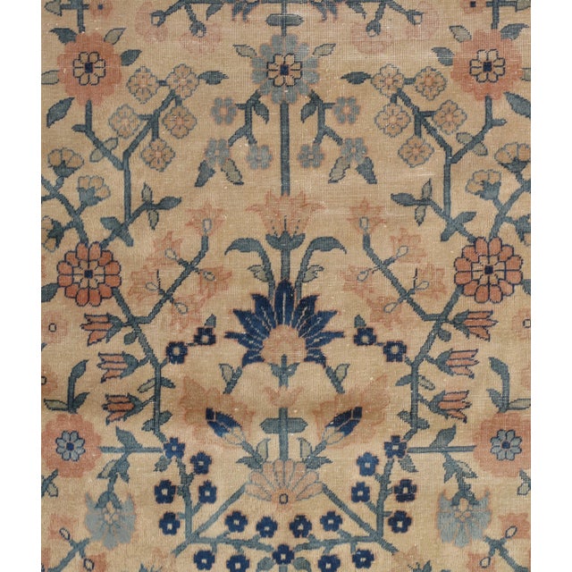 Antique Indian Amritsar Handmade Oriental Rug, Blue, Taupe Creams Allover Design For Sale - Image 16 of 18