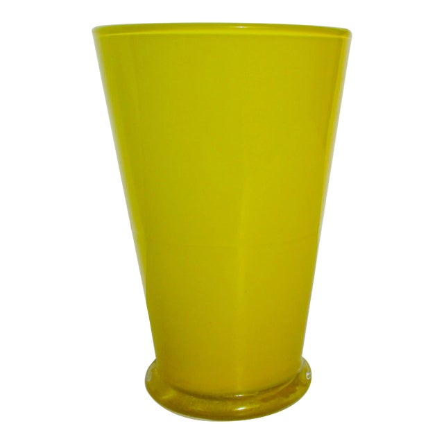 Circa 1990s Cased Yellow Glass Vase For Sale