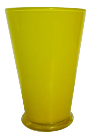 Circa 1990s Cased Yellow Glass Vase