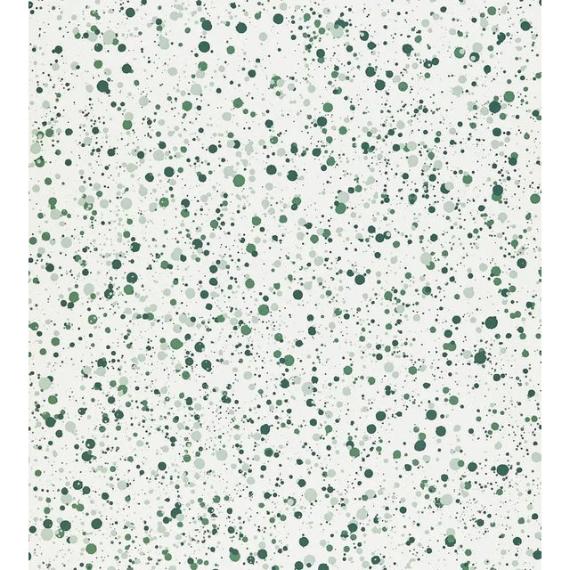 Hinson for The House of Scalamandré Spatter Wallcovering, Green on White For Sale