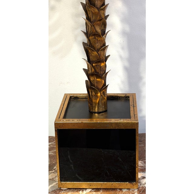 Late 20th Century Pair of Maison Jansen Style Gilt Metal Palm Tree Table Lamps For Sale - Image 4 of 15