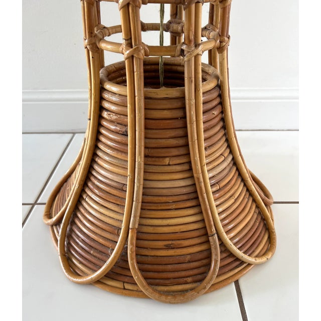 1970s Vintage Stacked Rattan Floor Lamp For Sale - Image 5 of 11