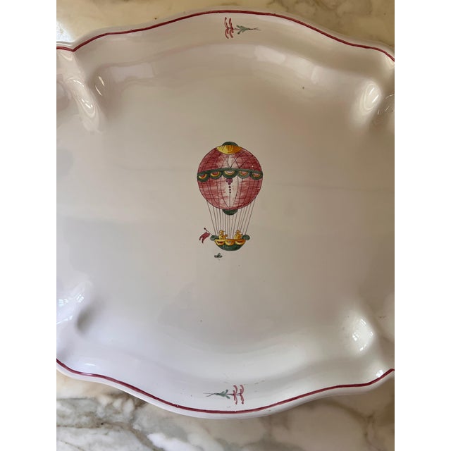 1990s French Country Pierre Deux Hot Air Balloon Handpainted Platter by Segries Moushers For Sale - Image 14 of 18