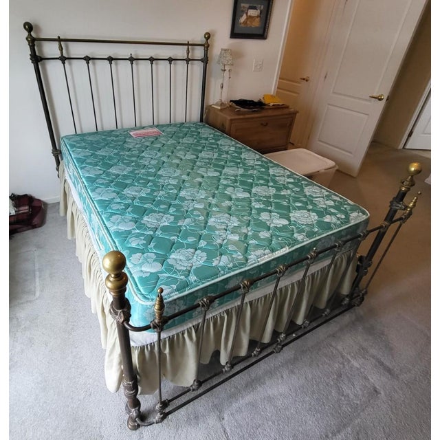 Black Antique French 1890’s Cast Iron and Brass Full Size Bed Frame For Sale - Image 8 of 14