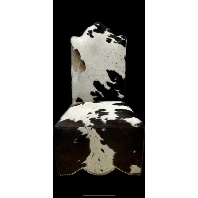 Contemporary Italian Black & White Cowhide Chair With Silver Nailhead Trim For Sale In Los Angeles - Image 6 of 6
