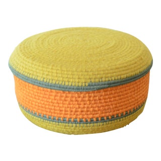 Mustard Yellow Lidded Basket For Sale