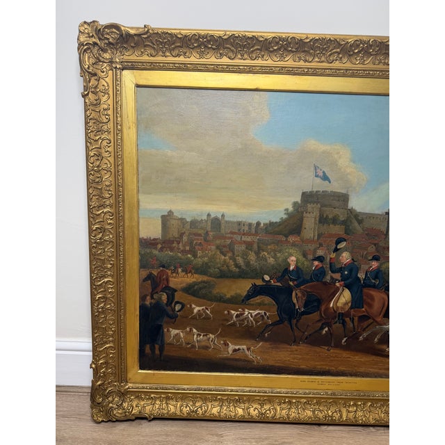 Large Mid 19th Century Oil Painting King George III Returning From Hunting Before Windsor Castle After James Pollard (1792–1867) For Sale - Image 13 of 18