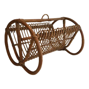 Rattan Magazine Rack. French Work, circa 1950