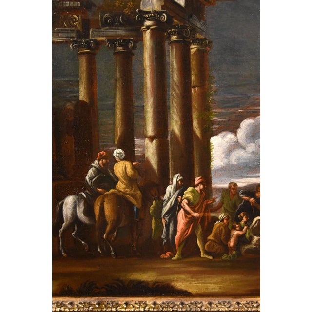 After Giovani Ghisolfi, View of Classical Ruins Pythagoras Landscape, 1660, Oil on Canvas, Framed For Sale - Image 6 of 12