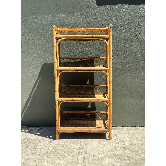 Champagne Vintage Bamboo and Rattan Etagere For Sale - Image 8 of 12