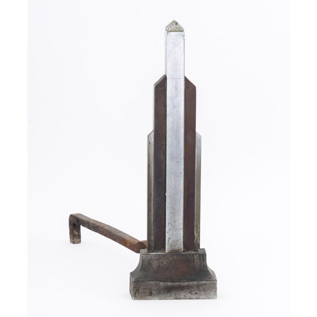 Donald Deskey Donald Deskey Art Deco Skyscraper Andirons, Pair For Sale - Image 4 of 6