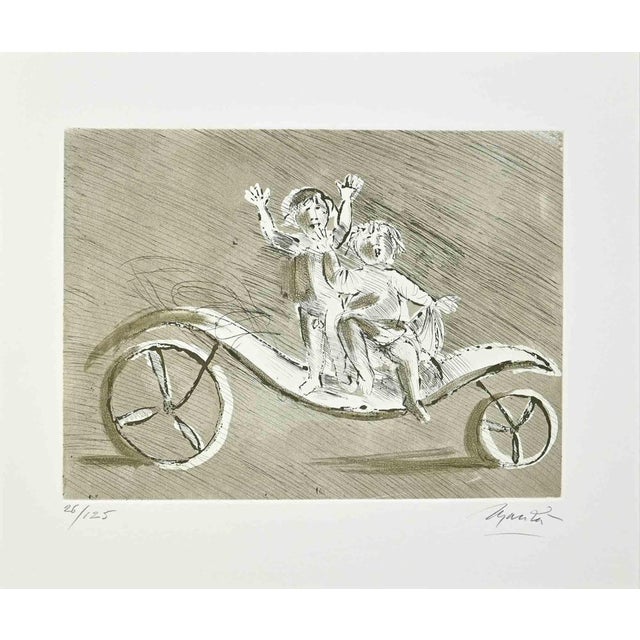 Modern Giacomo Manzú, Mileto and Giulia in a Green Carriage, Etching, 1970 For Sale - Image 3 of 3