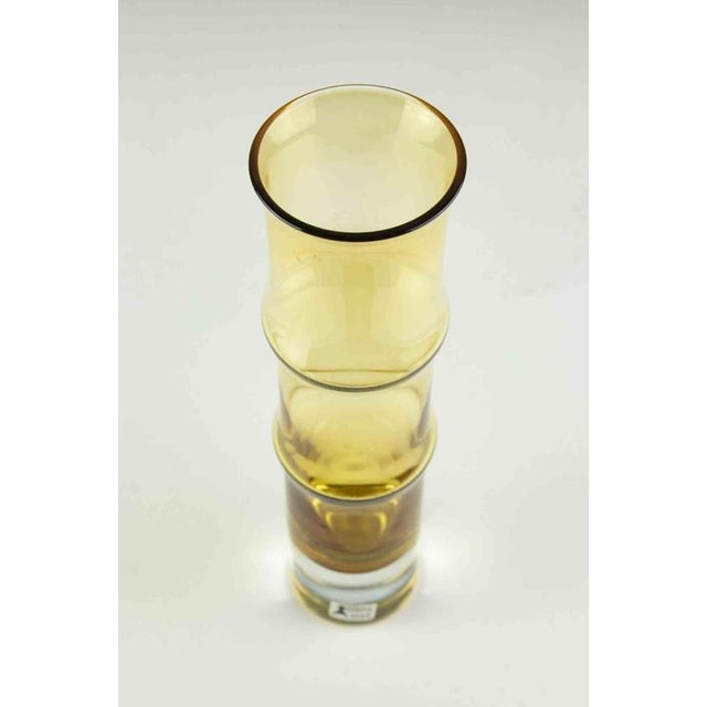Vintage Swedish Aseda Yellow Glass Bamboo Shape Vase, 1960s For Sale - Image 4 of 5