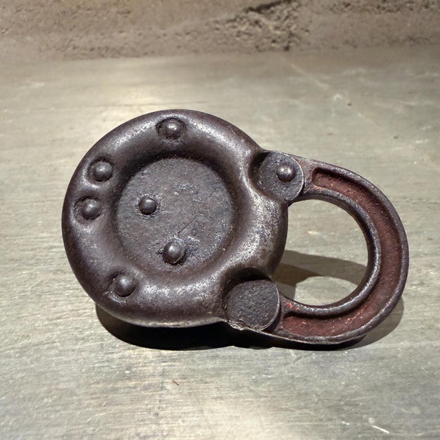 Antique "Pancake" Style Lever Padlock, Edwards 6-Lever Padlock For Sale - Image 4 of 8